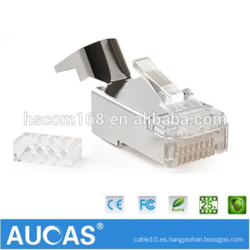 Aucas Oferta de fábrica Cat 7 Conector RJ45 Modular Plug 8P8C FTP Cat7 RJ45 Conector para cable de red trenzado